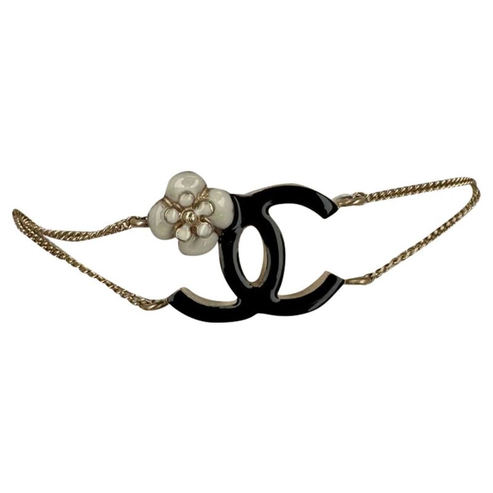 Chanel CC Camelia Double Strand Bracelet in Gold Metal
